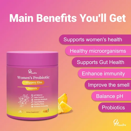 Vista 3 de Her Juicy Gomitas Probióticas para Mujeres: Apoyan el Bienestar Femenino y el Equilibrio del pH, Veganas Naturales, Sabor Piña, Mezcla