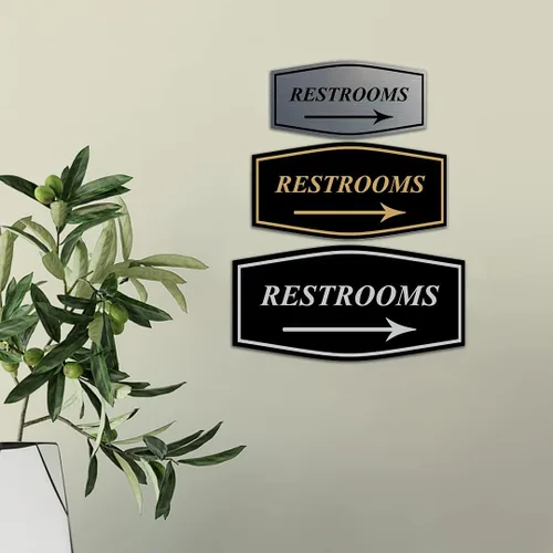 Vista 3 de Fancy Restrooms - Letrero de flecha derecha (negro) - Pequeño paquete de 1