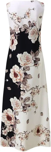 Vista 4 de ZEFOTIM Vestidos de verano para mujer 2023 de manga cortasin mangas, floral, cuello en V, vestido midi casual, a la moda, vestidos fluidos