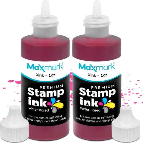 Vista 64 de MaxMark Premium - Tinta de recarga con punta de control en botella para sellos autoentintados, color negro - 1 onza