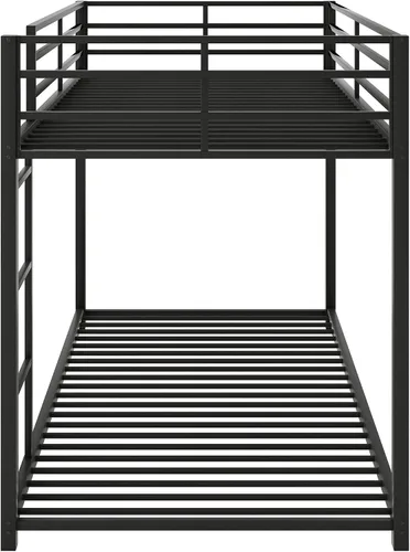 Vista 8 de Litera de metal individual sobre individual, litera baja con escalera, color negro