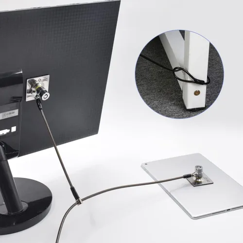 Vista 4 de Candado para laptop, cable de bloqueo de seguridad con llaves y placa de anclaje, bloqueo antirrobo para electrónica de negocios, monitores
