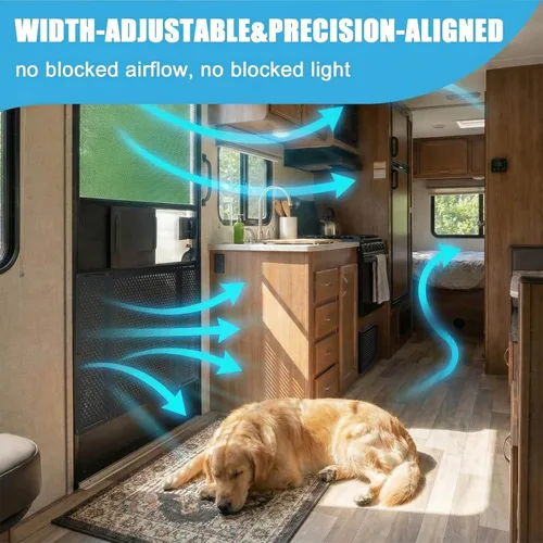 Vista 7 de Protector de Puerta con Malla de RV para Perros, Protectores de Rejilla de Entrada de RV de Aleación de Aluminio Ajustables, Accesorios de Defensa