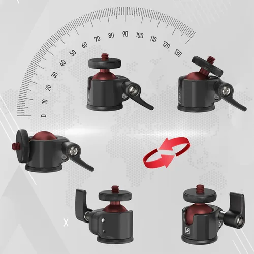 Vista 4 de SIOTI Mini adaptador de montaje de cabeza esférica, con Hot Shoe Mont, compatible con monopie/cámara de tarjeta digital/micrófono/teléfono