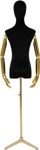 Vista 8 de Vestido de maniquí femenino con forma de torso, cuerpo de maniquí de costura ajustable de 63 a 81 pulgadas con soporte de metal y cabeza