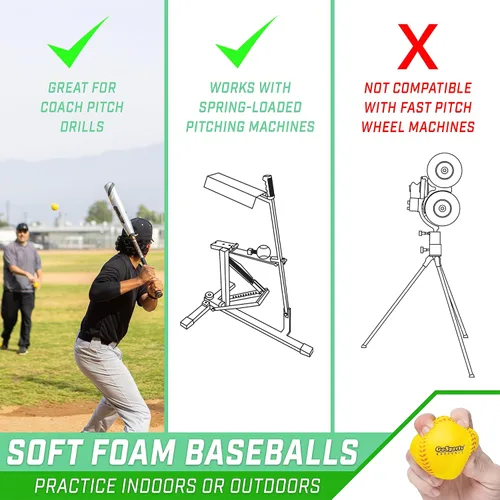 Vista 2 de GoSports Foam Training Baseball 12 Pack - Regulation Size Foam Baseballs for Soft & Safe Throwing, Catching and Batting Practice