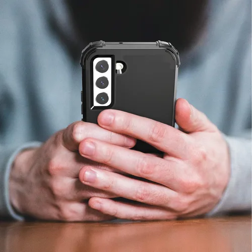 Vista 8 de IDweel Funda para Galaxy S22 con protector de pantalla de vidrio templado, híbrida 3 en 1 a prueba de golpes, resistente, cubierta de policarbonato