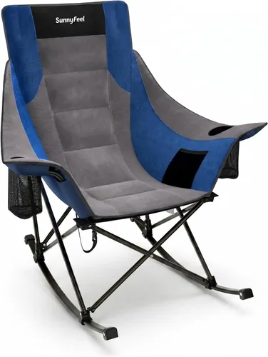 Vista 10 de SUNNYFEEL Silla Mecedora de Camping, Reclinable Acolchada de Lujo, Silla Plegable de Jardín de Gran Tamaño con Bolsillo, Resistente para Naranja