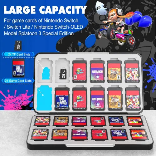Vista 2 de MoKo Funda para 24 tarjetas de juego compatible con Nintendo Switch OLED modeloSwitchSwitch Lite funda para juego Switch para tarjetas de juego