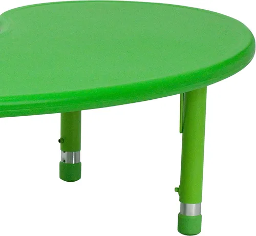 Vista 8 de BizChair Mesa de actividades ajustable en altura de plástico verde media luna 35x65