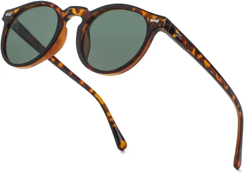 Vista 2 de Vintage Polarized Round Sunglasses for Men Women Retro Stylish Black Orange Sunglasses