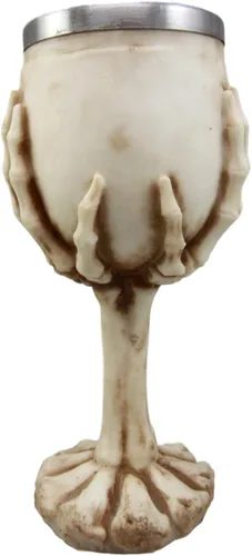 Vista 3 de Ebros Gift Osario Esqueleto agarrando garra de mano edificante cráneo cráneo copa de vino Copa de cáliz 6 oz Beverage Serveware Drinkware Halloween