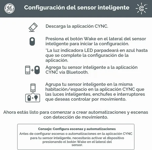 Vista 8 de GE CYNC Sensor de movimiento inteligente inalámbrico, alimentado por