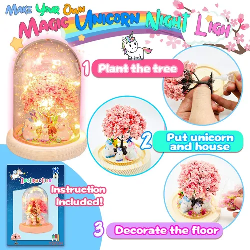 Vista 4 de YOFUN Make Your Own Unicorn Night Light - Kit de manualidades para niños, artes y manualidades, luz nocturna, para niñas de 4 a 9 años, regalos