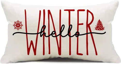 Vista 15 de Funda de Cojín para Decoraciones Navideñas Feliz Navidad, 18 x 18 Pulgadas Funda de Cojín con Frase Navideña Estilo Granja para Sofá Sillón