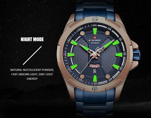 Vista 5 de NAVIFORCE - Reloj de pulsera de cuarzo analógico para hombre de acero inoxidable impermeable