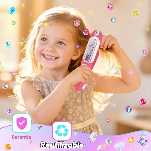Vista 8 de Aooess - Juego de herramientas de peinado para niñas, sello de gemas para el cabello, 24 diamantes de imitación