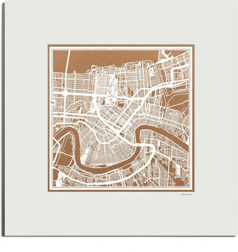 Vista 77 de O3 Design Studio San Diego, CA Paper Cut Map Matted Grey 20x20 in Paper Art