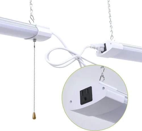 Vista 4 de Paquete de 1 luz LED de tienda de 4 pies, 48 W, luz LED enlazable de tienda para garaje, 3000 K, 4000 K y 5000 K, lámpara de techo integrada