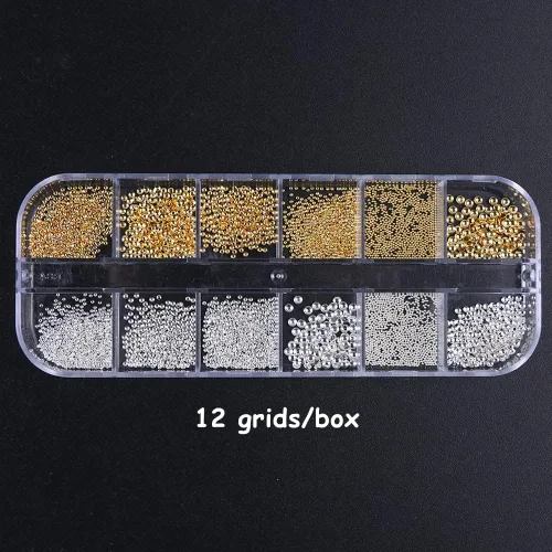 Vista 2 de Fcozpjk 3D Metal Nail Charms Gold Silver Nail Beads Decorations Cuentas