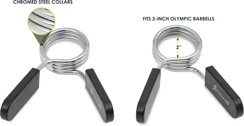 Vista 2 de ProsourceFit - Collar de clip de resorte olímpico para mancuerna de 2 pulgadas, par con asas de agarre fácil para levantamiento de pesas