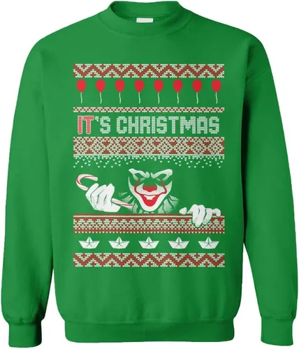 Vista 22 de Tcombo It's Christmas - Sudadera unisex con cuello redondo y payaso espeluznante para Navidad