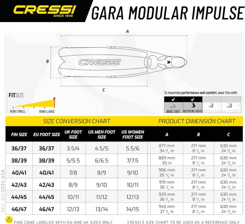 Vista 5 de Cressi Gara Modular Impulse Turbo Aletas para apnea con cuchillas intercambiables - Diseñadas en Italia