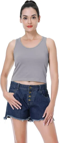 Vista 2 de TADANG 4 Pieces Crop Tank Tops for Women, Sleeveless Racerback Crop Sports Top, Cropped Workout Tops Running Yoga Tanks