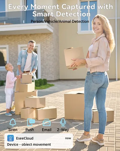 Vista 7 de [WiFi6 de doble lente y zoom híbrido 10X] Sistema de cámara de seguridad inalámbrica para exteriores, seguimiento automático 2K+2K 4PCS PTZ Cámara