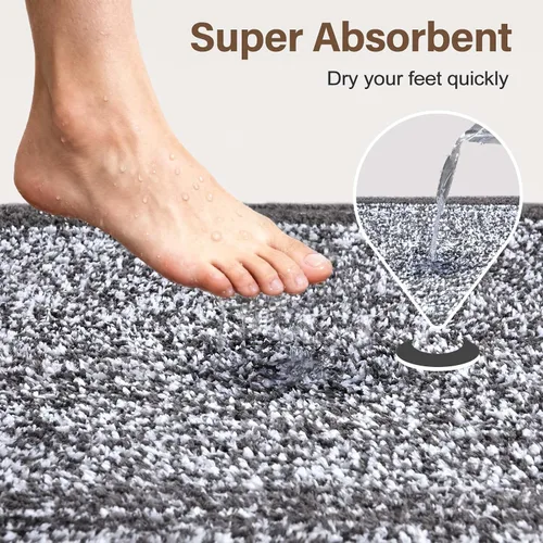 Vista 8 de Alfombras de baño de 17 x 24 pulgadas, antideslizantes, lavables, color gris, para bañera, tapete de baño para baño, tapete suave y absorbente