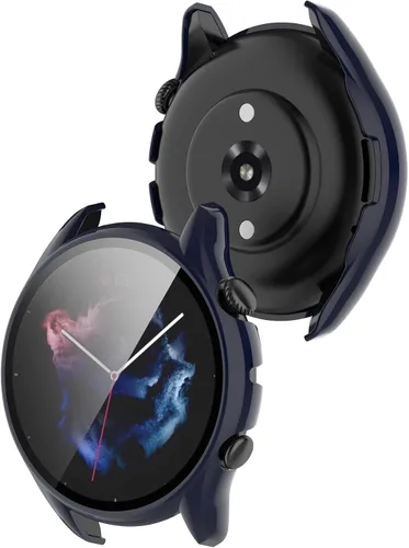 Vista 6 de Funda compatible con Amazfit GTR 3 Pro/GTR 3, protector de pantalla delgado de PC [marco de color de metal chapado] [cobertura completa 3D]