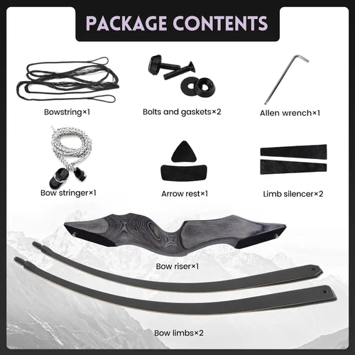 Vista 2 de OBTOUTDOOR Tiro con arco Arco largo desmontable de 60 pulgadas 20lbs-60lbs Arcos de caza tradicionales de madera para mano derecha para práctica