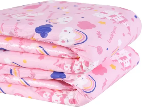 Vista 6 de Landofgenie Pañales para adultos, ropa interior con estampado rosa para incontinencia, pañales grandes con pestañas, 10 piezas