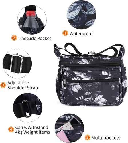 Vista 5 de Notag - Bolsas de hombro para mujer bolsas cruzadas de nailon impermeable ligero bolsas de mensajero