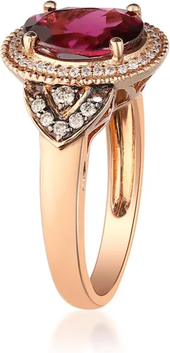 Vista 2 de Gin & Grace Anillo de diamantes de granate natural rosa púrpura de 10 quilates (I1) con joyería de trabajo diario para mujeres, regalos para ella