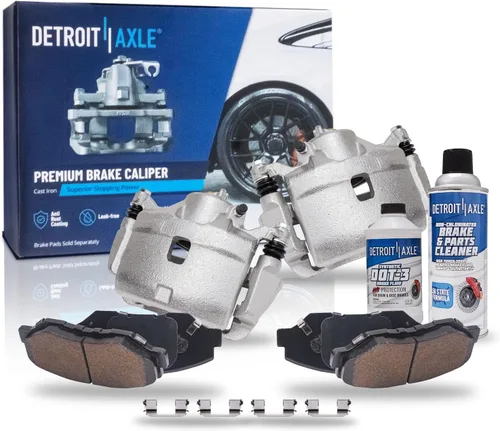 Vista 105 de Detroit Axle - Pastillas de freno para Ford F-150 99-03, 02 Lincoln Blackwood, Pastillas de freno de cerámica delanteras y traseras con repuesto
