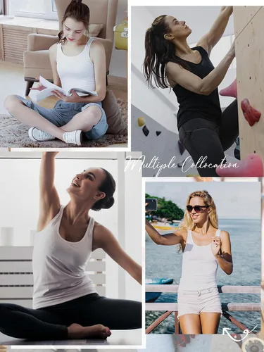Vista 5 de AMVELOP - Camiseta básica sin mangas para mujer, ropa interior, camiseta sin mangas en paquete de 2-4