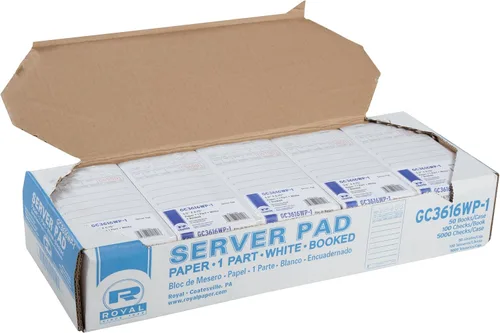 Vista 4 de ROYAL Papel blanco para bloc de servidor, 1 parte reservada con 8 líneas, caja de 50 libros