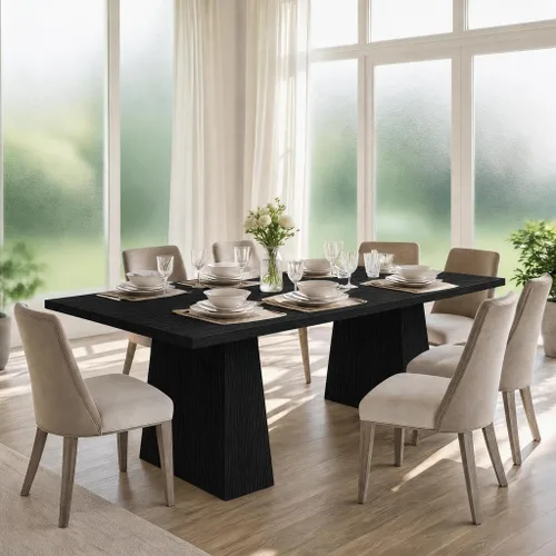 Vista 4 de 71 Inch Rectangular Dining Table, Wooden Kitchen Table with Sturdy Heavy Duty Legs, Modern Dining Room Furniture for 6-8 People Family Use