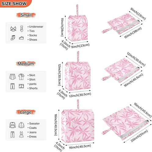 Vista 3 de Maple Leaf Pink 3 Piecing Packing Travel Bag Portable Storage Bags For Travel Storage Bags For Clothes Clothing Organizer