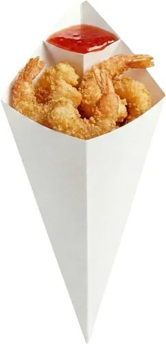 Vista 7 de Restaurantware Conetek - Conos de comida ecológicos de 11.5 pulgadas con bolsillo integrado para condimentos: para aperitivos, cono de papel seguro
