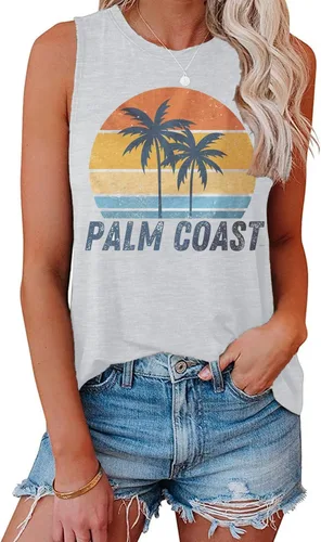 Vista 14 de Hount Camisetas sin mangas para mujer, estilo casual, holgadas, con gráficos, cómodas, para verano, básicas, camisetas tipo túnica 10-beige