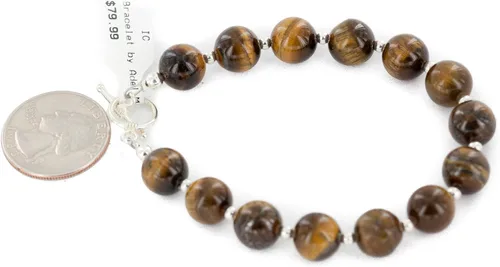 Vista 3 de $80al por menor etiqueta auténtico Navajo fabricado por Adel Morgan ojo de tigre natural nativo americano pulsera