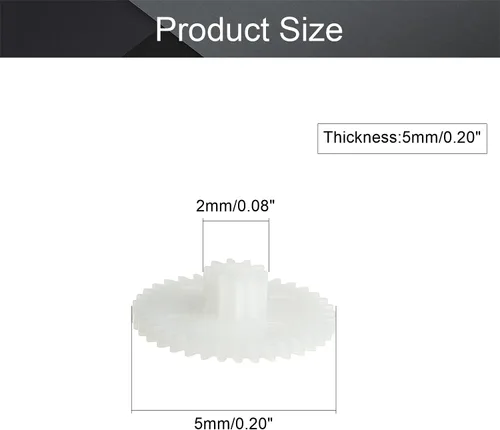 Vista 2 de Othmro 10 piezas de engranaje de plástico blanco 36 dientes 0.5 módulo modelo 36102B, utilizado para máquinas RC de bricolaje, motores