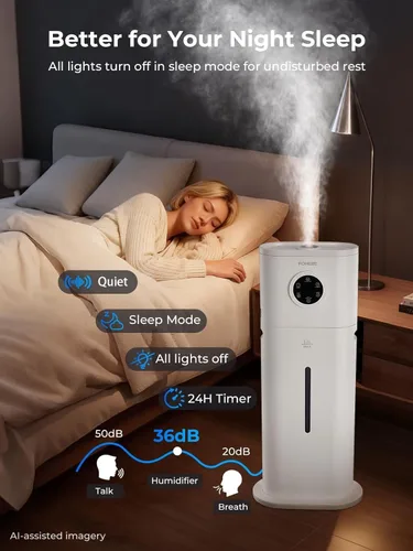 Vista 5 de Humidificador para habitación grande, 12L/3.17 galones de llenado superior de niebla fría humidificadores silenciosos ultrasónicos para bebés