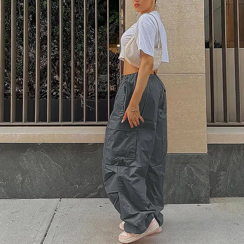 Vista 5 de Pantalones deportivos de algodón ligero y suave para mujer, cintura alta, para entrenamiento, yoga, pantalones deportivos con bolsillos