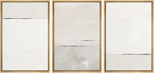 Vista 307 de wall26 Lienzo enmarcado para pared, juego de arte de acuarela pastel, paisaje rural, ilustraciones con formas abstractas, arte moderno, decorativo