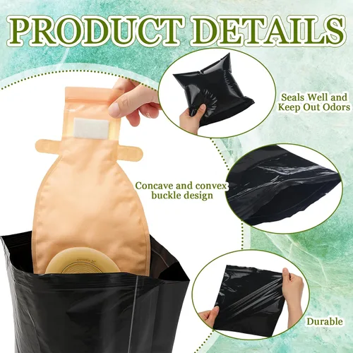 Vista 3 de 400 bolsas de eliminación de bolsas de ostomía de 8 x 8 pulgadas, sistema de eliminación de ostomía, alto sellado/evita olores/sin