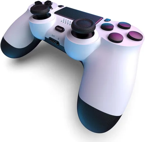 Vista 5 de MOVONE Controlador inalámbrico de doble vibración para PS4SlimPro, compatible con consola PS4 (blanco)