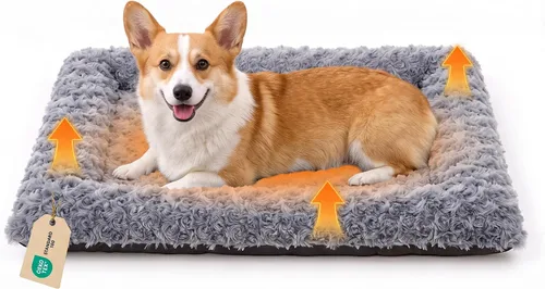 Vista 9 de Cama autocalentable para mascotas para gatos de interior y perros pequeños rosa gris